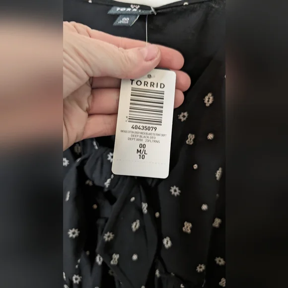 Torrid Women's Vintage Cotton Jersey V-Neck Relaxed Tie Front Top Plus m/l New - Picture 2 of 8